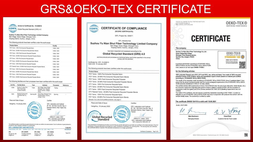 100% Recycled Polyester Yarn of DTY SD RW 100d/144f for Home Textile with Grs Certification