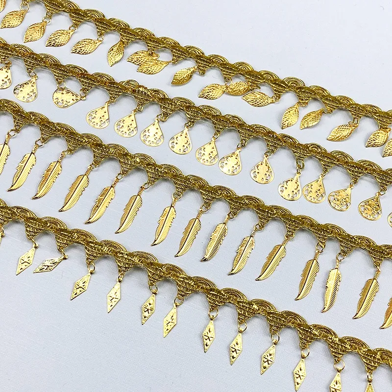 18 Designs Gold Metallic Metal Coins Lace Tassel for Luxury Docoration