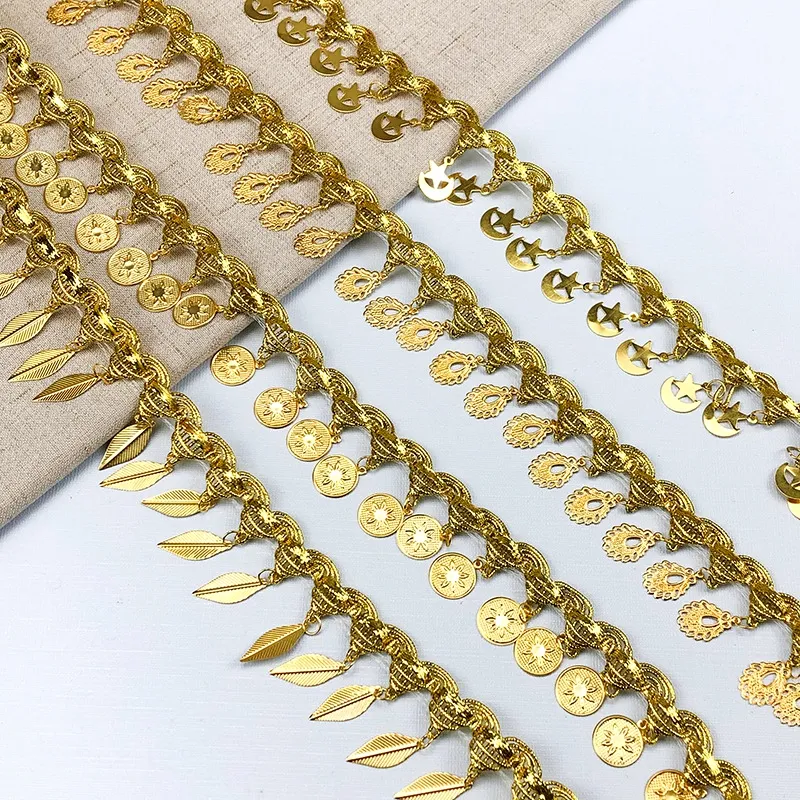 18 Designs Gold Metallic Metal Coins Lace Tassel for Luxury Docoration