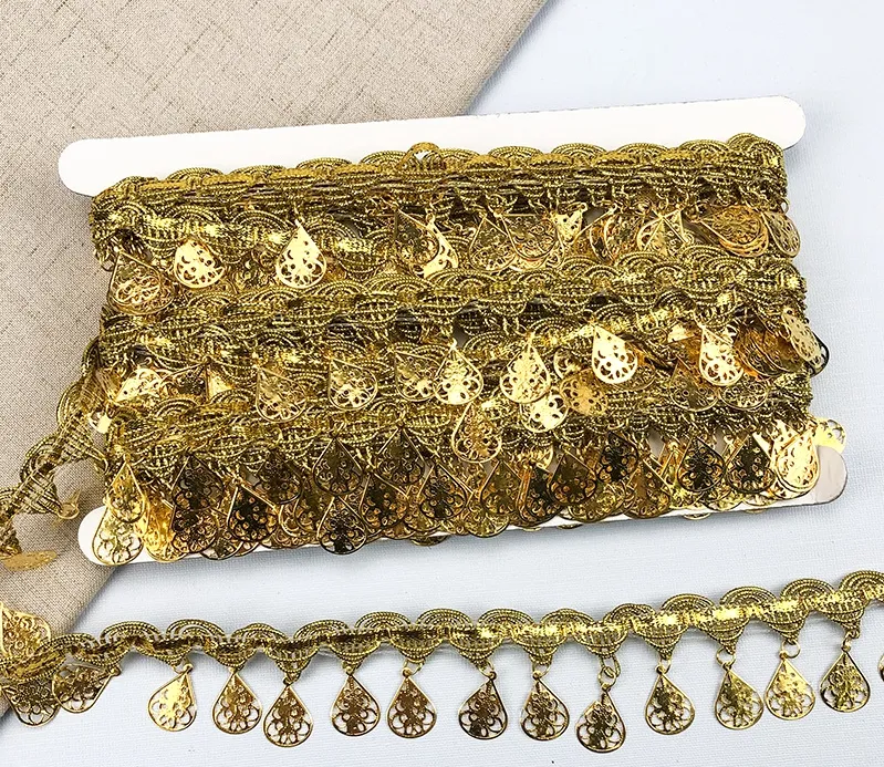 18 Designs Gold Metallic Metal Coins Lace Tassel for Luxury Docoration