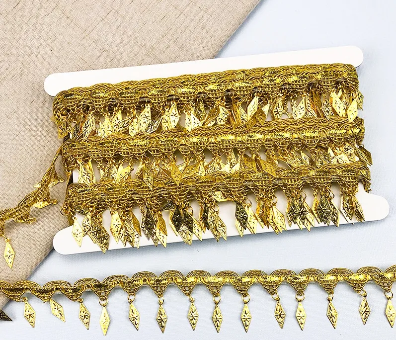 18 Designs Gold Metallic Metal Coins Lace Tassel for Luxury Docoration
