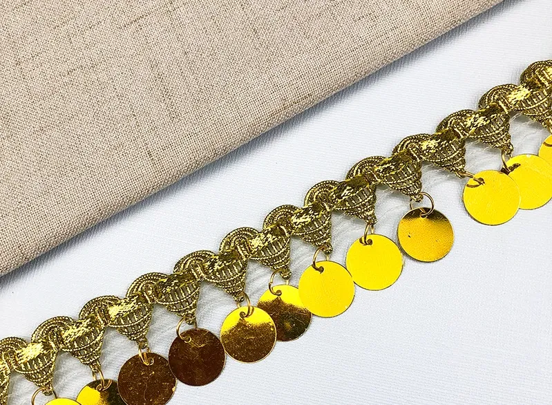 18 Designs Gold Metallic Metal Coins Lace Tassel for Luxury Docoration