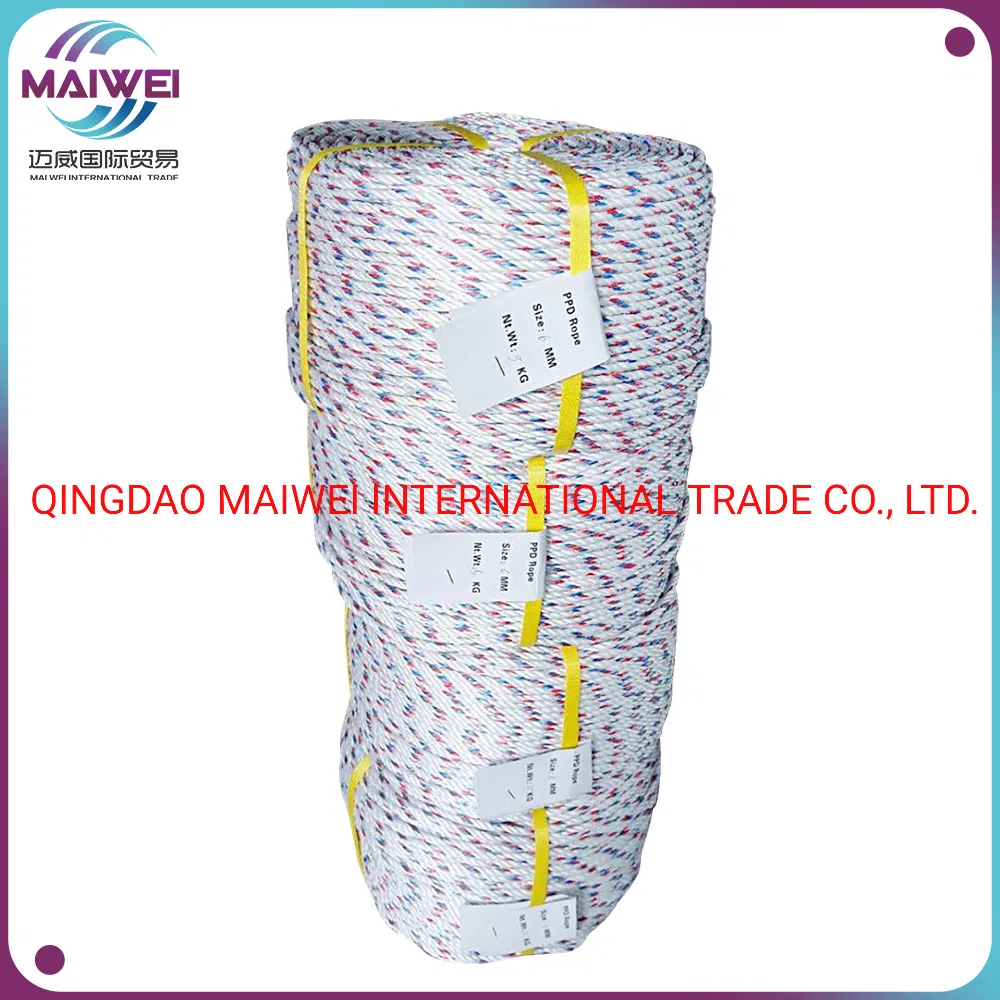 3 Strand Polypropylene Rope, PP Rope White with Blue Tracer, Fishing Rope, Mooring Rope, Plastic Rope, PP Tali