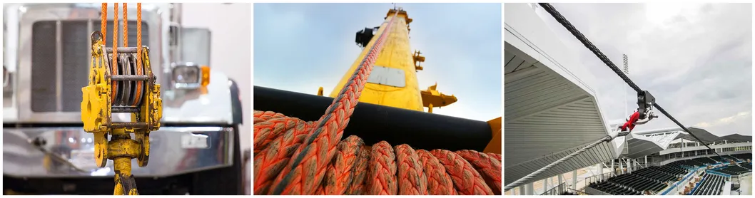 64mm UHMWPE Rope 2200kn Hmpe Cordage Hawser Rigging Rope for Mooring, Towing and Tug Lines, Hoisting and Lifting