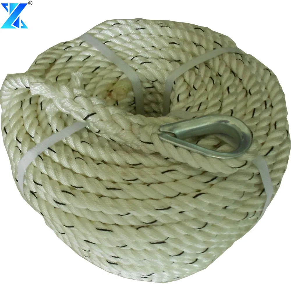 Double Braided Polyester Pulling Rope Anchor Rope with Eye Loop for Marine & Winching 1/2" X 300FT