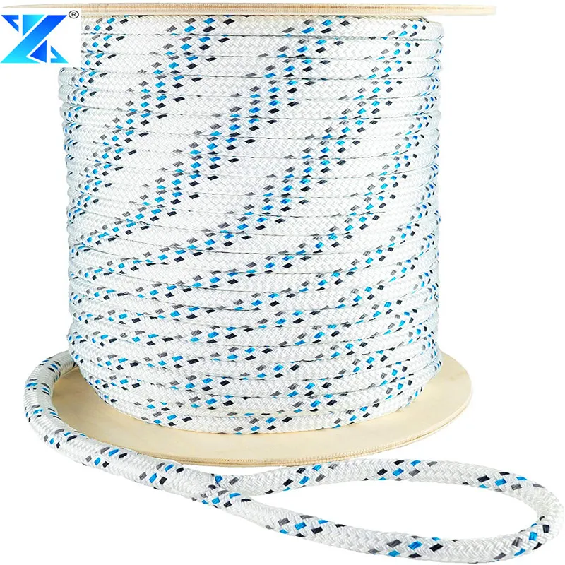 Double Braided Polyester Pulling Rope Anchor Rope with Eye Loop for Marine & Winching 1/2" X 300FT
