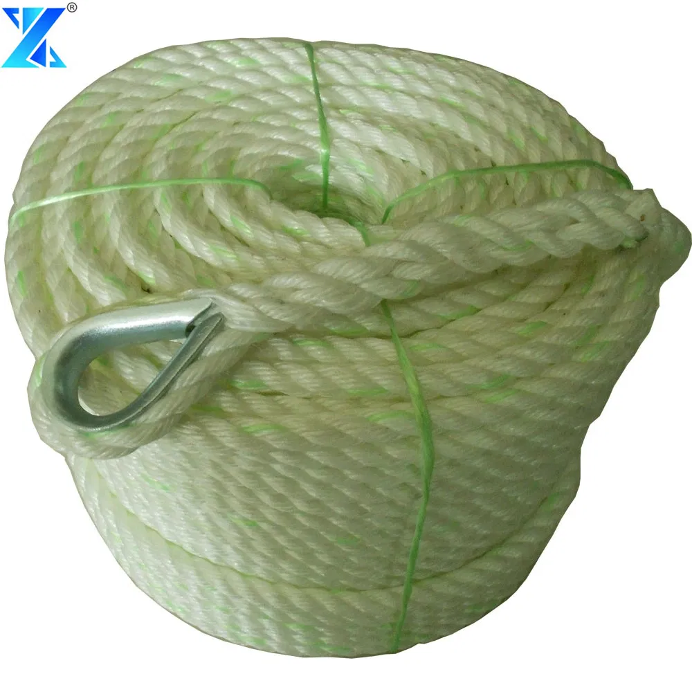 Double Braided Polyester Pulling Rope Anchor Rope with Eye Loop for Marine & Winching 1/2