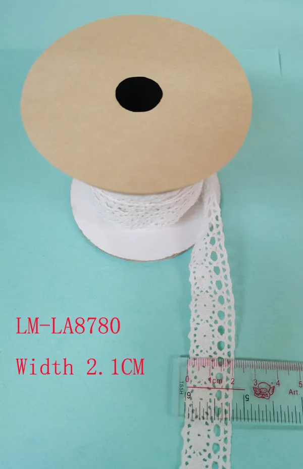 Garment Accessories Color Retail DIY Artic Drawnwork Chemical Lace Trim Woven Wave Small Yarn White Ecru Purfle Embroidery Crochet 20mm Cotton Lace Roll