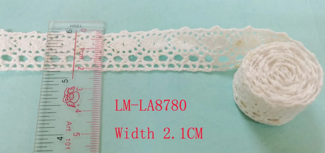 Garment Accessories Color Retail DIY Artic Drawnwork Chemical Lace Trim Woven Wave Small Yarn White Ecru Purfle Embroidery Crochet 20mm Cotton Lace Roll