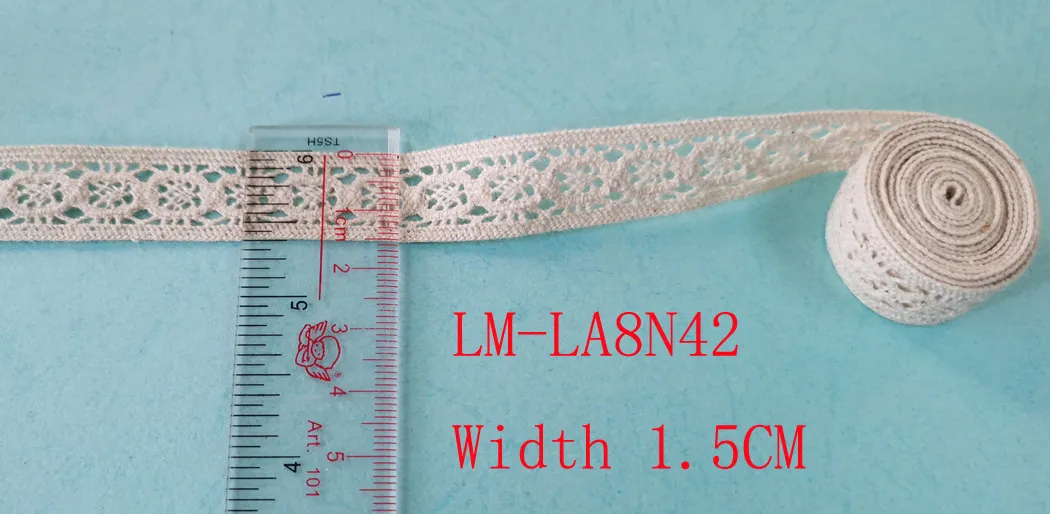 Garment Accessories Color Retail DIY Artic Drawnwork Chemical Trim Woven Wave Faber Fabric Purfle Embroidery Crochet 15mm 1.5cm Natural Cotton Lace Roll