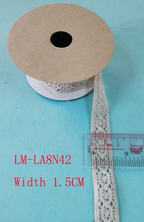 Garment Accessories Color Retail DIY Artic Drawnwork Chemical Trim Woven Wave Faber Fabric Purfle Embroidery Crochet 15mm 1.5cm Natural Cotton Lace Roll