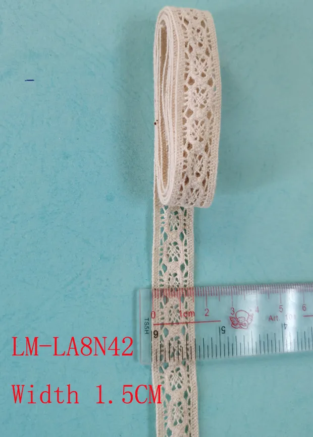 Garment Accessories Color Retail DIY Artic Drawnwork Chemical Trim Woven Wave Faber Fabric Purfle Embroidery Crochet 15mm 1.5cm Natural Cotton Lace Roll