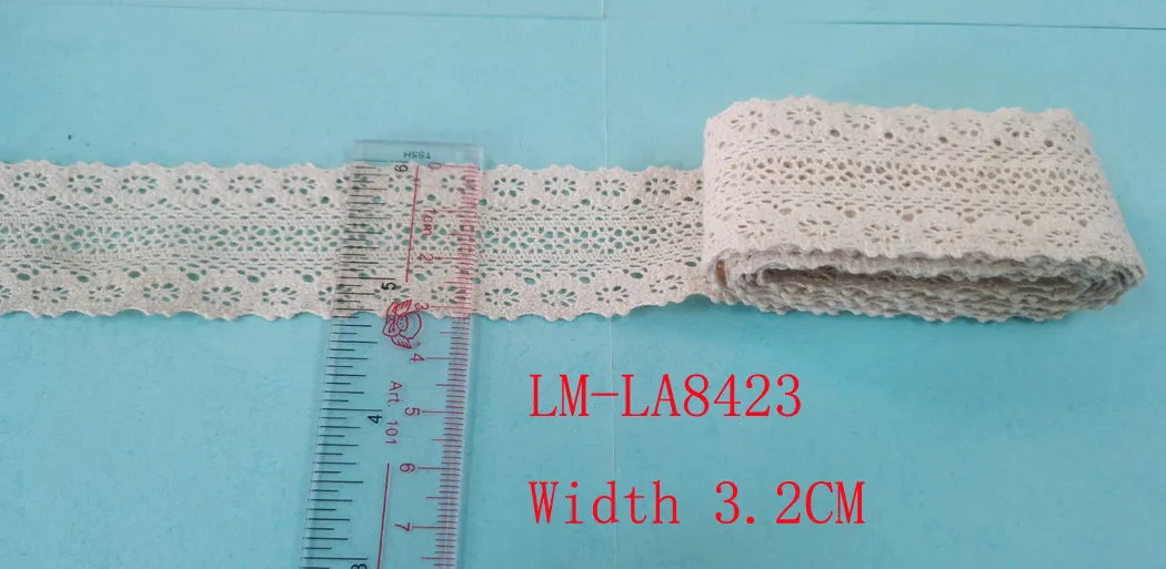 Garment Accessories Color Retail DIY Artic Drawnwork Chemical Trim Woven Wave Faber Fabric Purfle Embroidery Crochet 32mm 30mm 3.2cm Natural Cotton Lace Roll