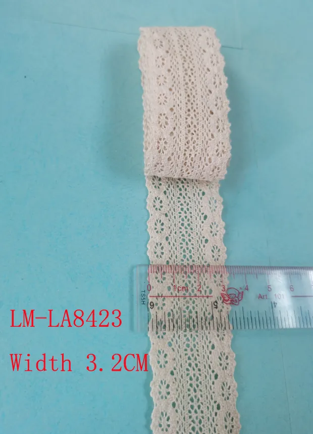 Garment Accessories Color Retail DIY Artic Drawnwork Chemical Trim Woven Wave Faber Fabric Purfle Embroidery Crochet 32mm 30mm 3.2cm Natural Cotton Lace Roll