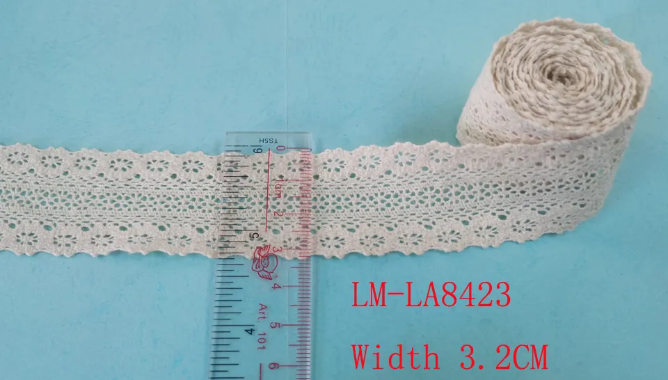 Garment Accessories Color Retail DIY Artic Drawnwork Chemical Trim Woven Wave Faber Fabric Purfle Embroidery Crochet 32mm 30mm 3.2cm Natural Cotton Lace Roll