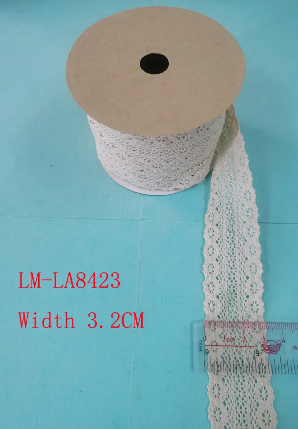 Garment Accessories Color Retail DIY Artic Drawnwork Chemical Trim Woven Wave Faber Fabric Purfle Embroidery Crochet 32mm 30mm 3.2cm Natural Cotton Lace Roll