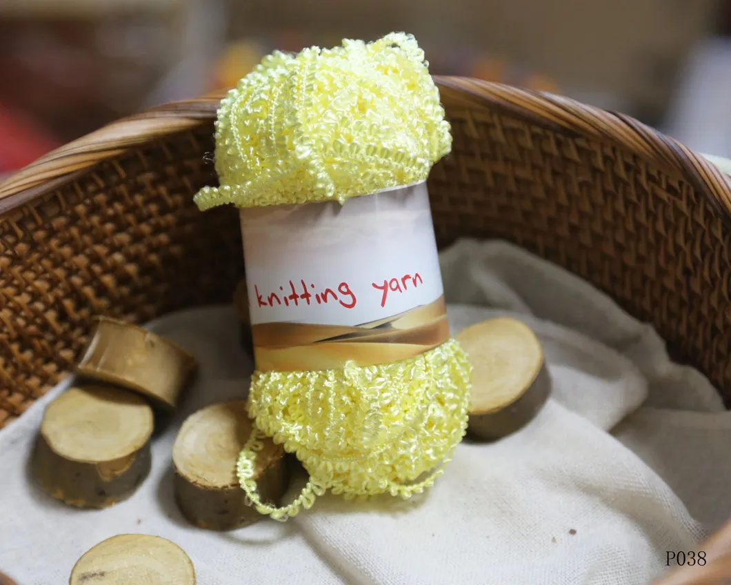Hand-Made a Color Golden Yellow Circle Yarn From China-P038