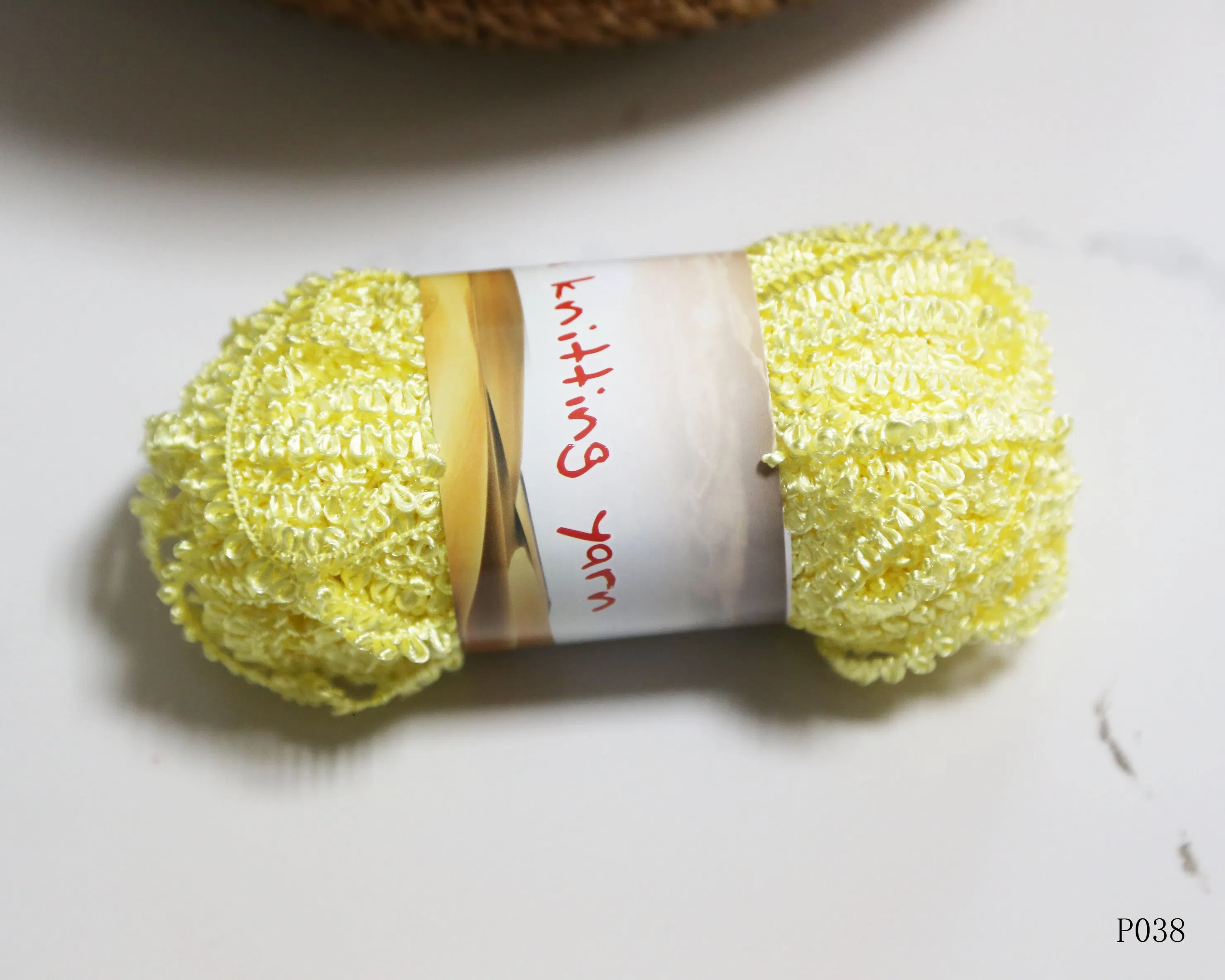 Hand-Made a Color Golden Yellow Circle Yarn From China- P038