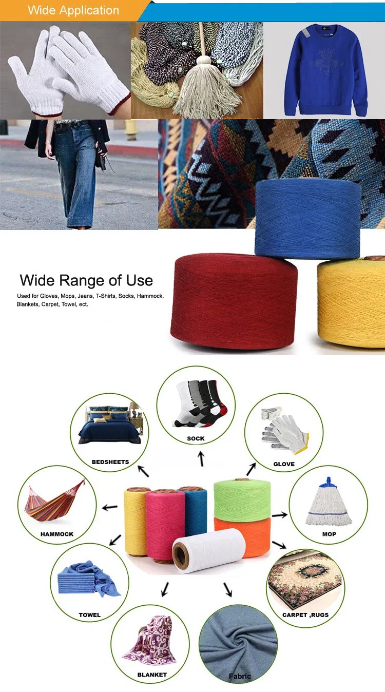 Handwoven Smocks Yarn Thread Ne16 with 2ply Open End Regenerated Cotton Polyester Blended Yarn