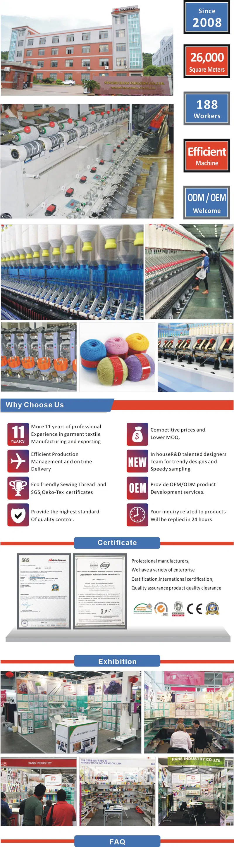 Hans Amazon Hot Sale Good Color Fastness 100 % Acrylic Yarn