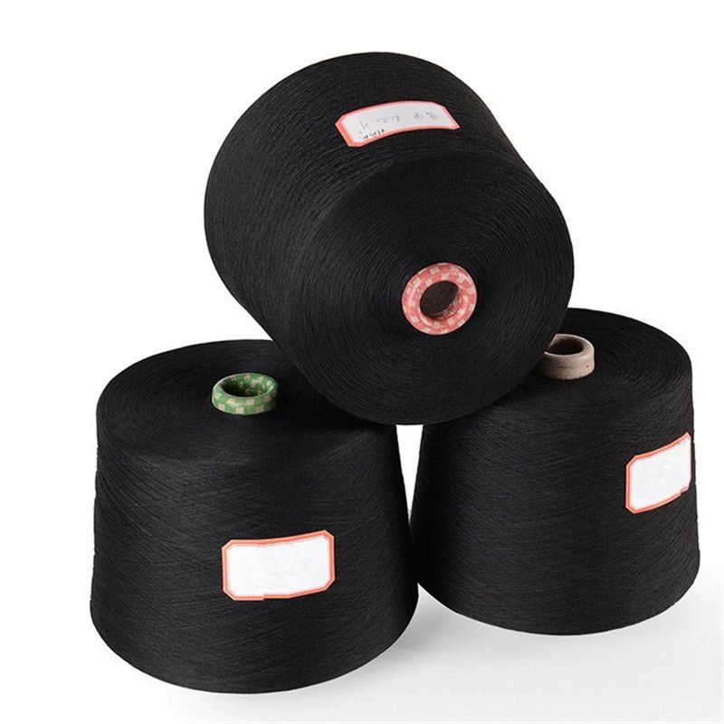 High Quality 30s 32s 40s Polyester Spun Yarn Dope Dyed Black
