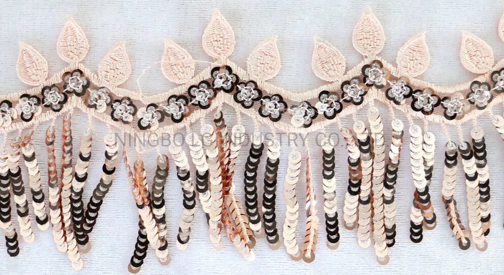Lace Mesh Decorative Tassel Sequin Tape for Dress