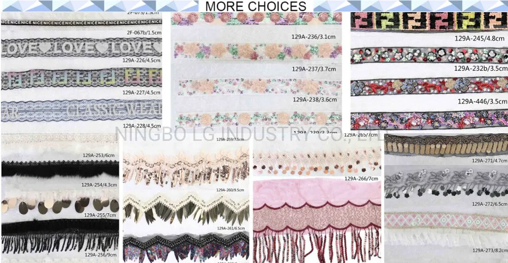 Lace Mesh Decorative Tassel Sequin Tape for Dress