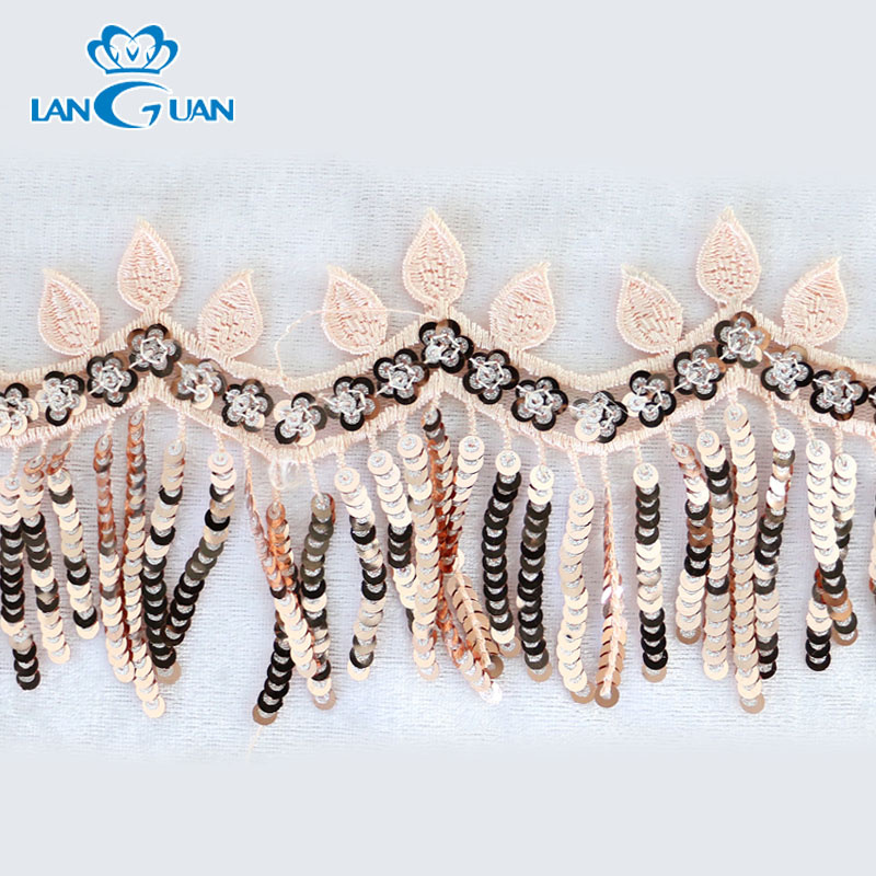 Lace Mesh Decorative Tassel Sequin Tape for Dress
