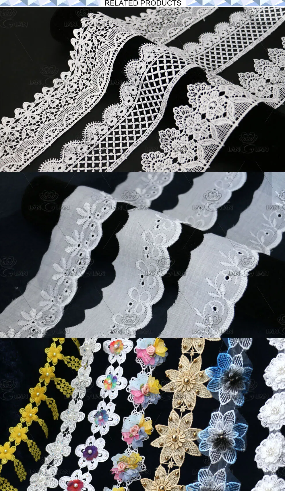 Lace Mesh Decorative Tassel Sequin Tape for Dress
