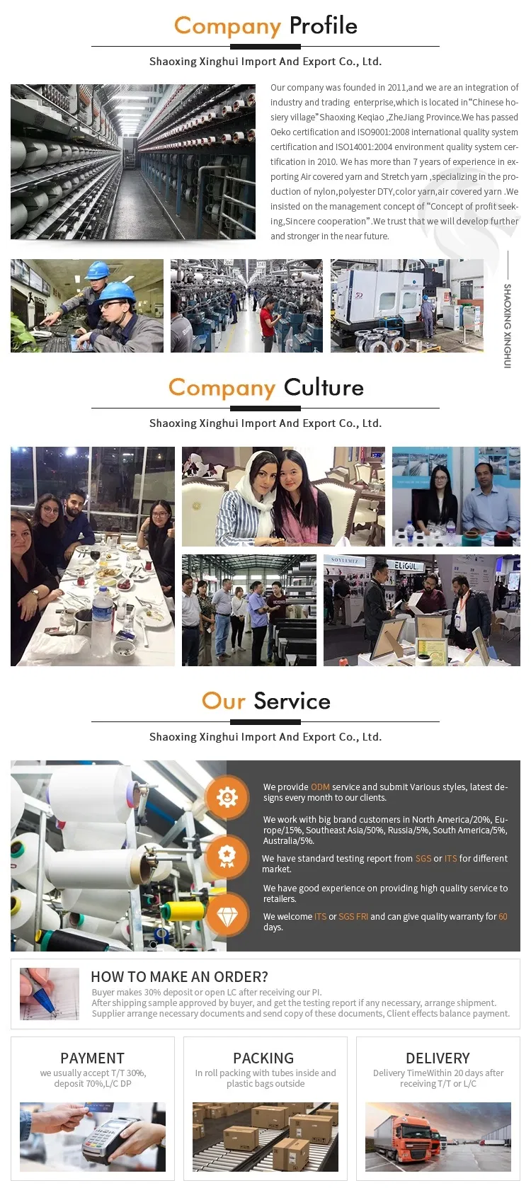 Low Price High Quality Special Specifications 2040/34f Scy Single Covered Yarn for Socks