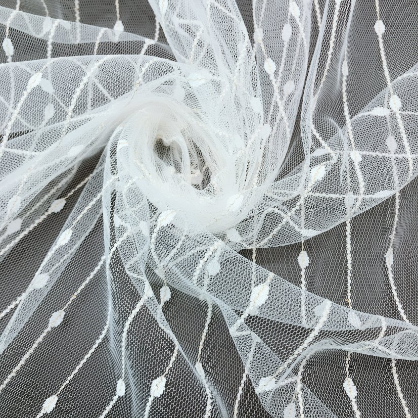 New Style Cheap Tulle Lace Mesh Fabric with Stripes and Dots for Girl's Dress