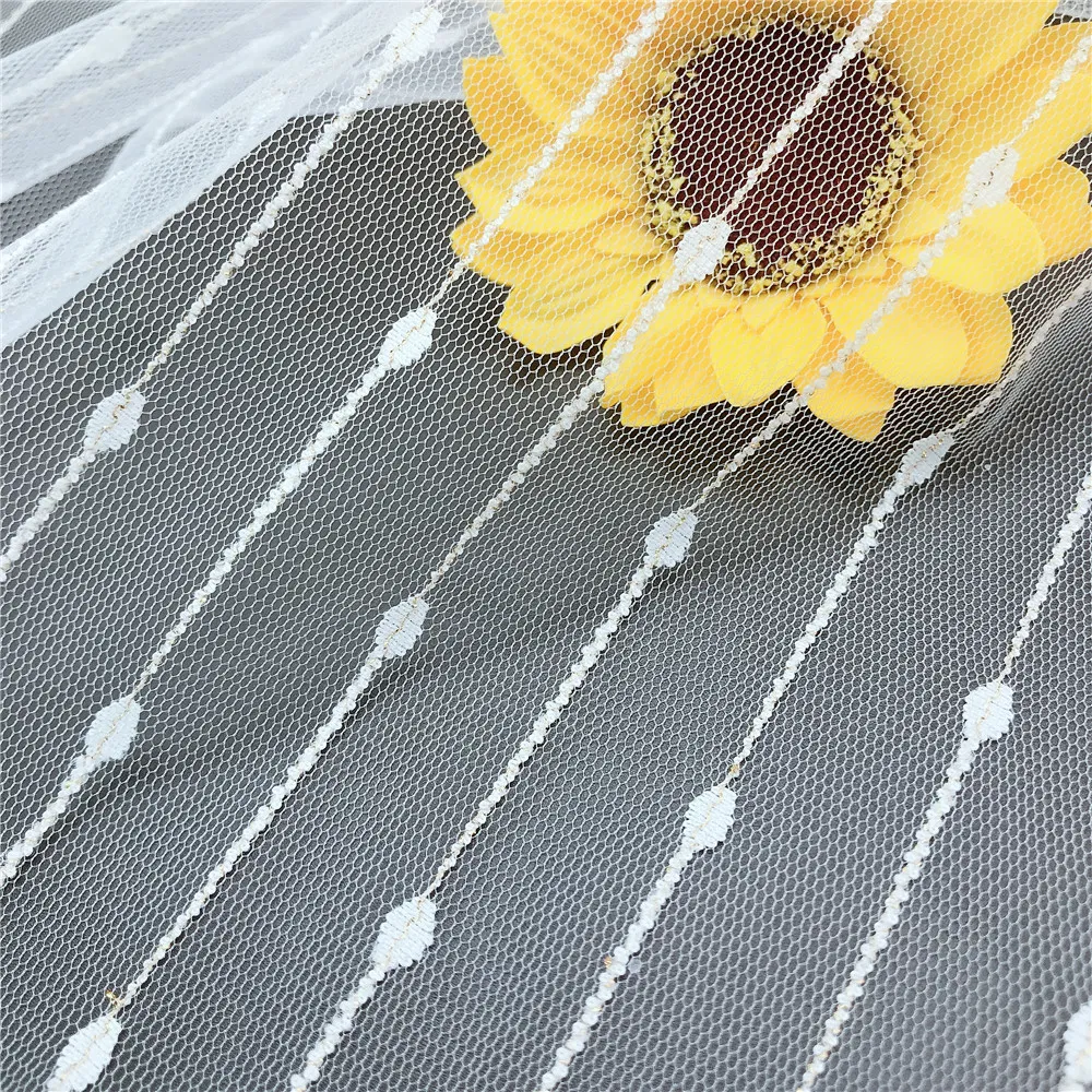 New Style Cheap Tulle Lace Mesh Fabric with Stripes and Dots for Girl′s Dress