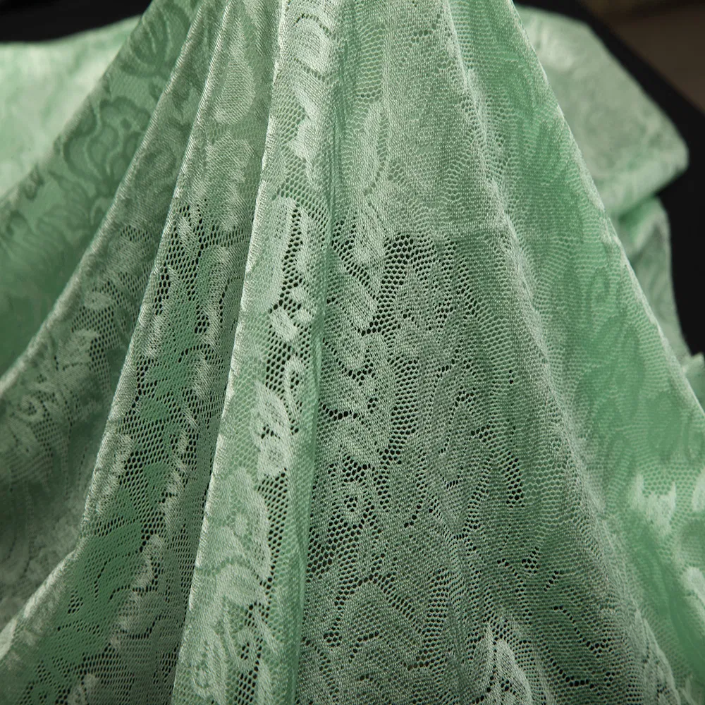 Nylon Spandex Shiny Warp Knit Lace Mesh Fabric