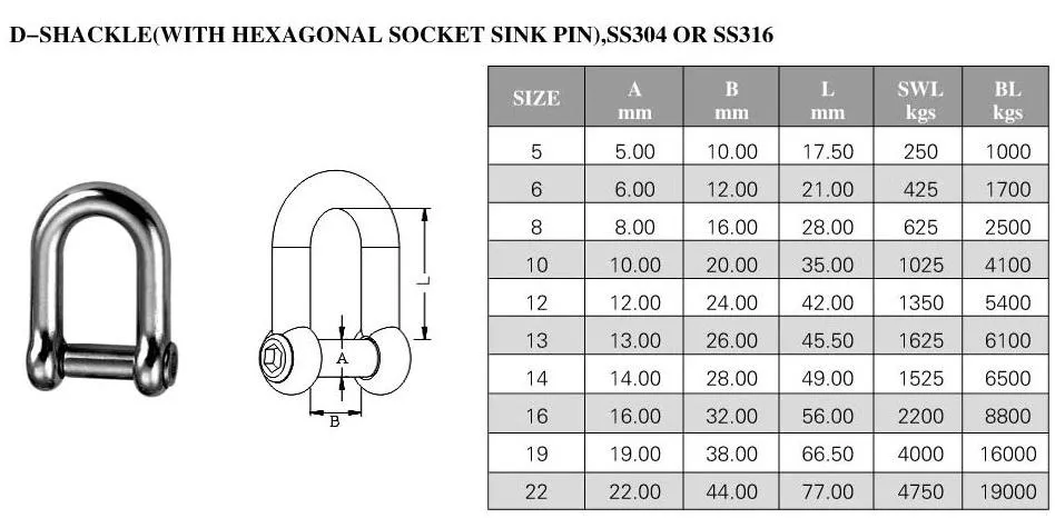 Stainless Steel Shackle Rigging Hardware U-Type